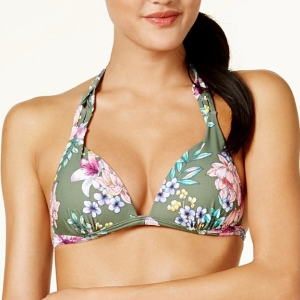 NWT | Hula Honey Tropic Romance Push-up Halter Bikini Top | M | U6 141